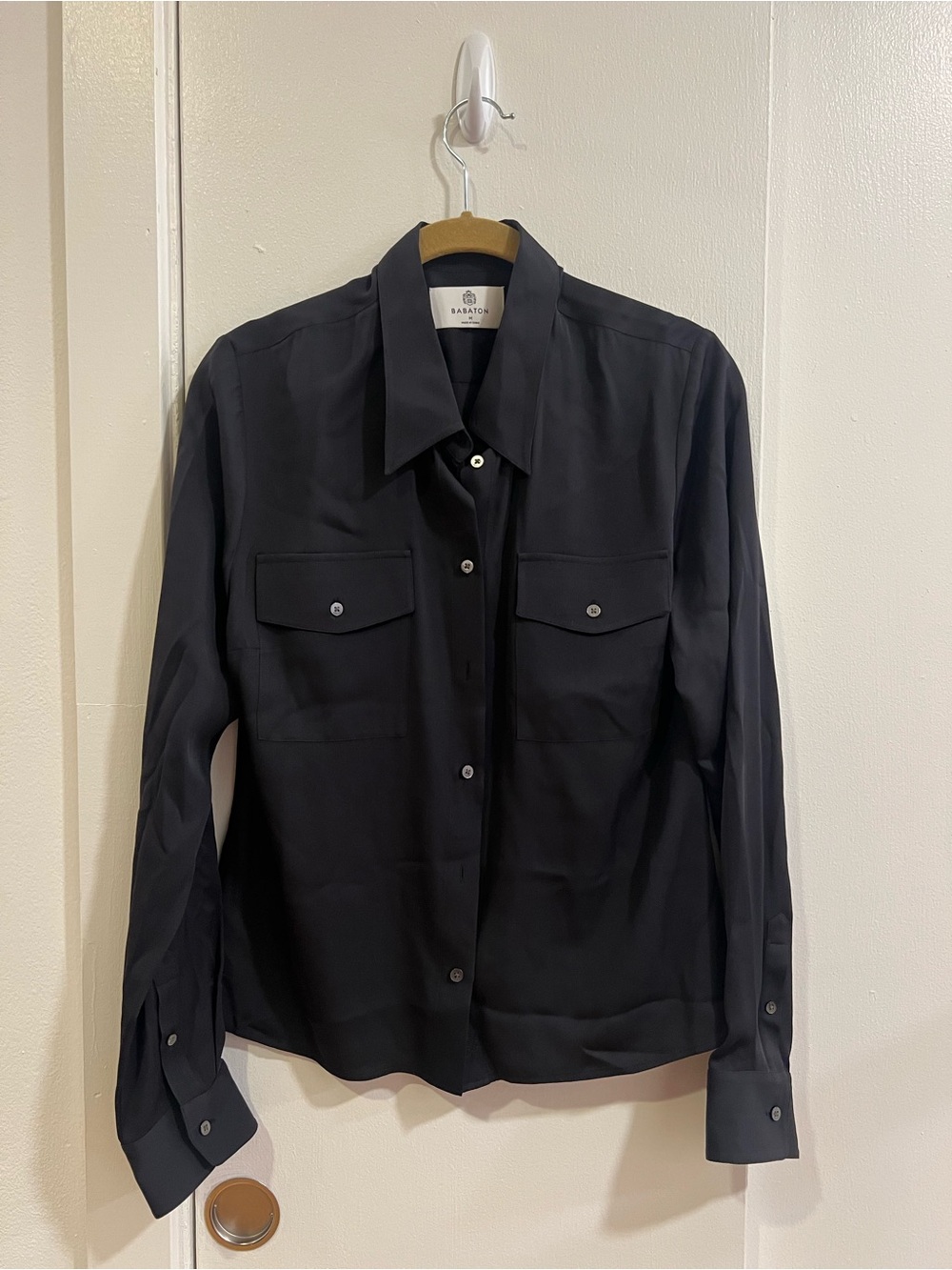 Babaton Black Long-Sleeve Button Front Shirt